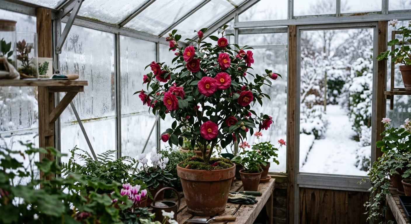 Kamelie im Winter